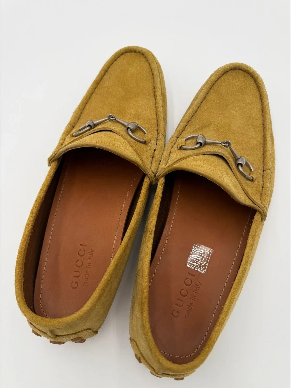 Gucci Horsebit Driver mustard Loafers Mens Size 11.5/44.5